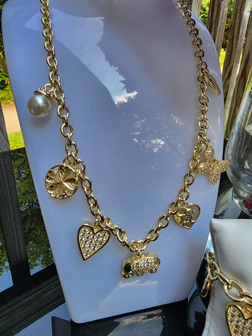 C-963-Collar Rodio de Charms  Elefante