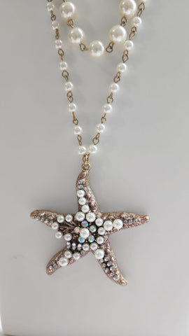 Collar de Perla y Estrella  Con Arete