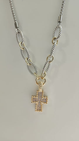 C258-Collar en Rodio de la Cruz