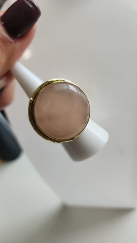 Anillo Redondo  Cuarzo Rosado