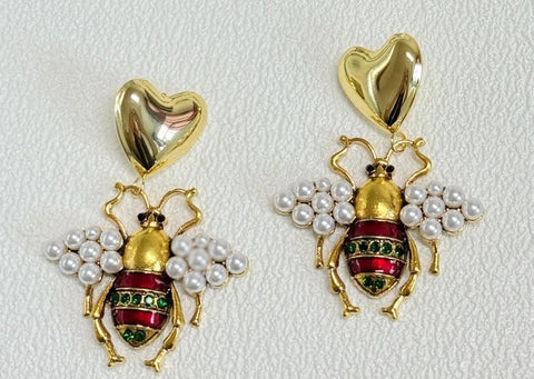 Aretes de Abejas  Rojo y Verde