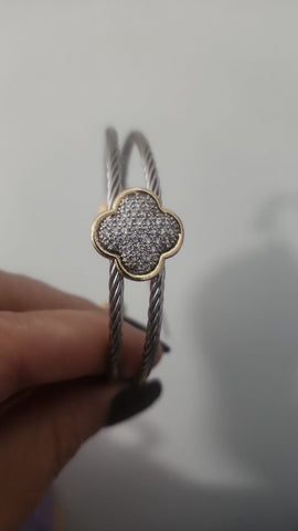 P767-Pulsera Clover Diamantada