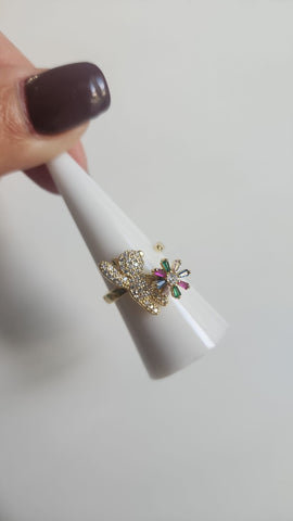 Anillo Giratorio  Oso Diamantado