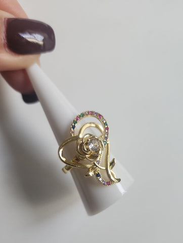 Anillo Giratorio  Corazon y Rosa