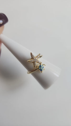 Anillo Giratorio  Estrella Diamantado & Tortuga