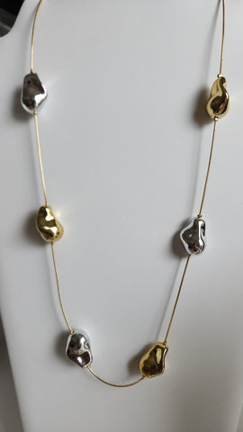 Collar en Piedras  Dos Tonos  Oro y Plata