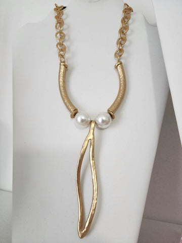 Collar largo 2 perlas