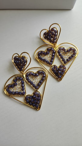 Aretes 6 Corazones  Lavanda