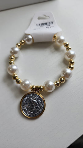 Pulsera San Benito  Perla y Balines