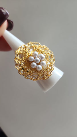 Anillo Coronita  Elambrados con Perlas