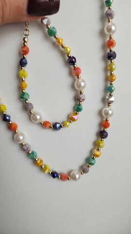 Cadena y Pulseras  Cuencas de Colores