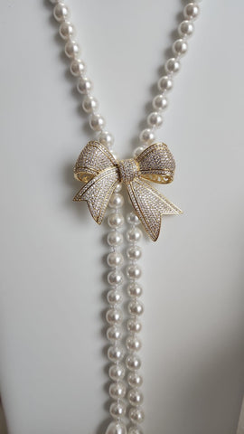 Collar de Perlas  Lazo Diamantado