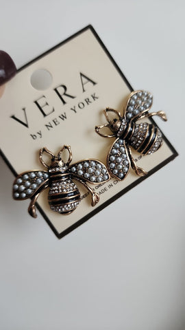 Aretes de Abejas  Alas en Perlas