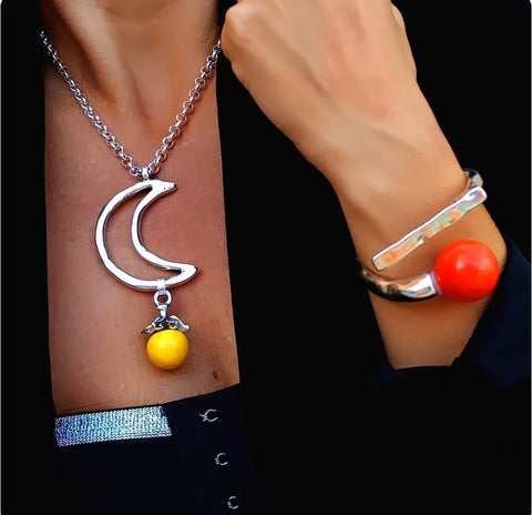 Collar piña y luna Plata