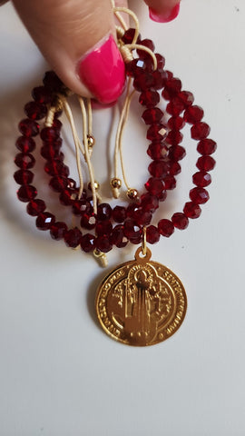 Trio de Pulseras en Cuencas  San Benito  Rojo