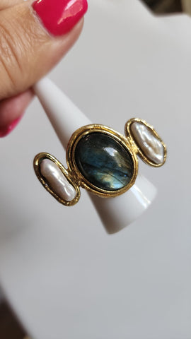 Anillo con Cuarzo y Perla