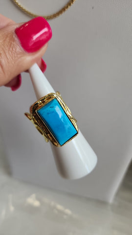 Anillo cuadrado turquesa