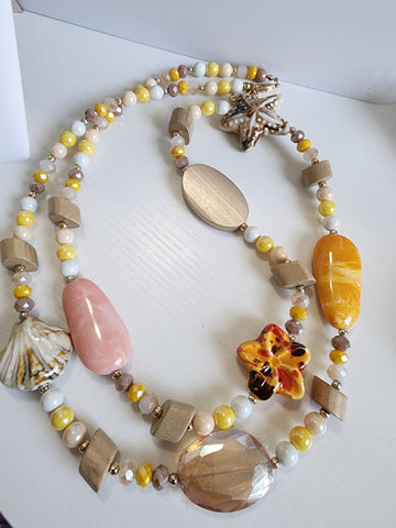 Collar Balines y  Cerámica  Amarillo