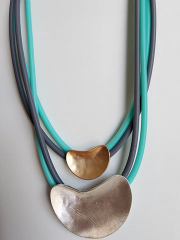 Collar de Goma  En dos Capas  Azul y Gris