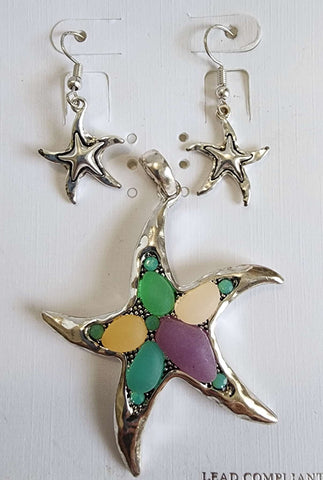 #015-Set de Estrella de Mar  Piedras de Colores Matte