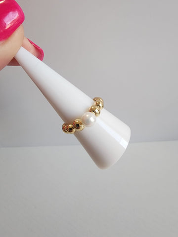 Anillo de Balines  Con una Perla