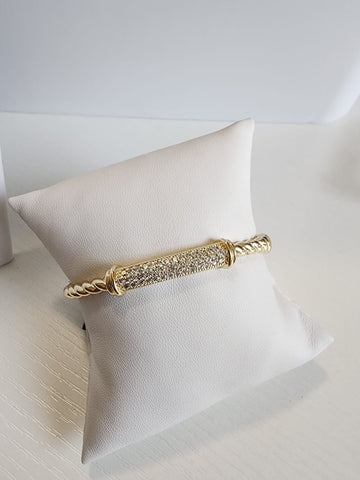 P-143-Pulsera Dorada de  Barra Diamantada