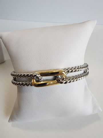 P-029-Pulsera de Eslabon  Dos Tonos