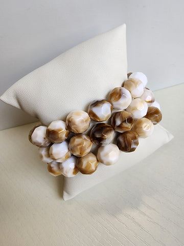 Trio de Pulseras  Hueso con Blanco