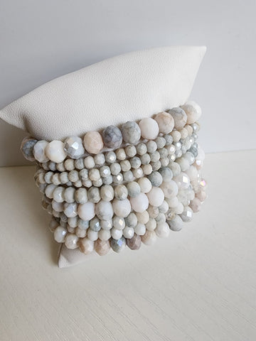 Bonche de Pulseras  Blanca Tornasol