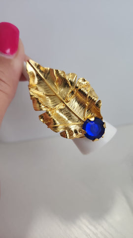 Anillo de Hoja  Piedra Azul
