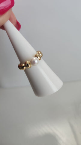 Anillo de Balines con Perlas