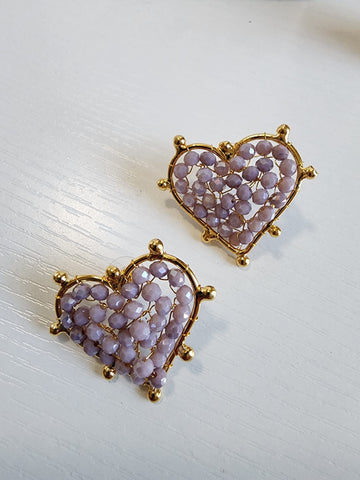 Aretes corazón cuencas Lavanda