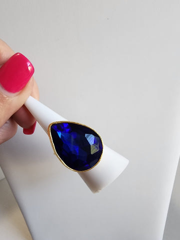 Anillo Gota cristal azul