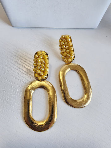 Aretes cuenca amarilla Ovalado