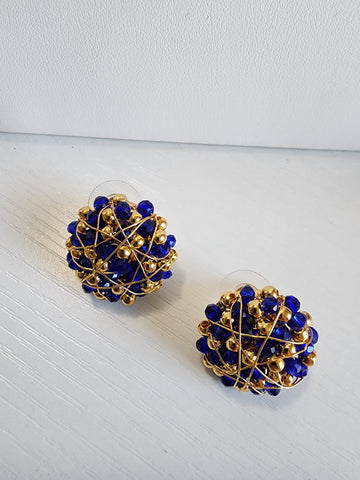 Aretes Pompones Azul