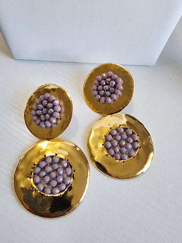 Aretes redondo cuenca  lavanda