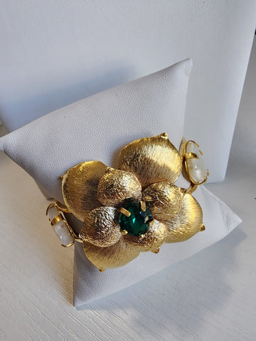 Bangel de Flor con Nakar  Piedra Verde