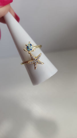 Anillo Estrella y Tortuga