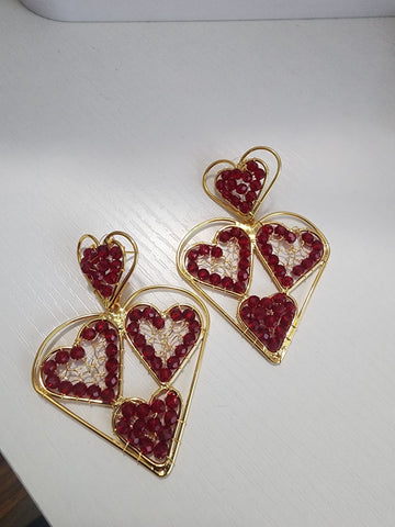 Aretes de Corazon Rojo