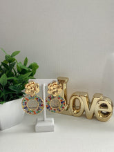 Aretes Flor Circulo 24K