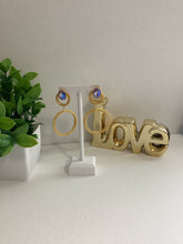 Aretes Circulo con piedra 24K