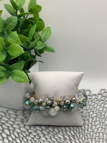 Pulsera de piedras blanco con azu