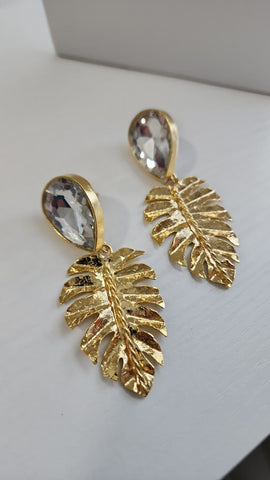 Aretes de Hojas Gota Clear