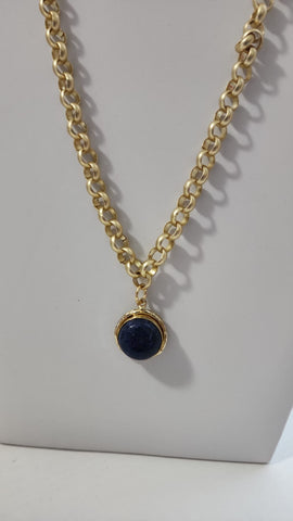Cadena con Gema  Cuarzo azul
