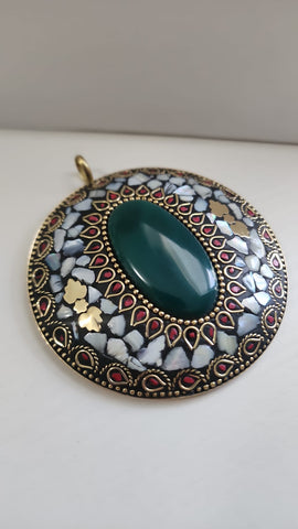 Gema Mosaico  Blanca con Piedra Verde