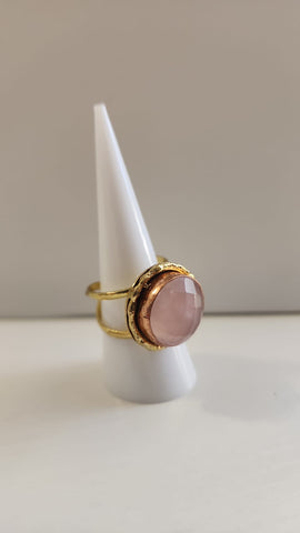 Anillo Redondo  Cuarzo Rosado