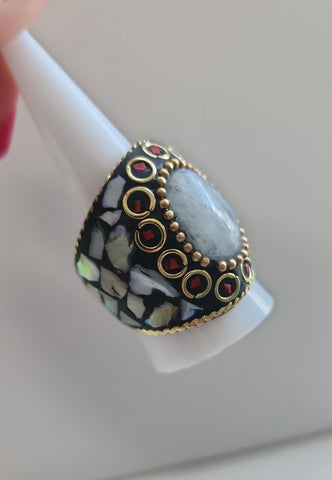 Anillo de Mosaico  Blanco Piedra blanca # 2