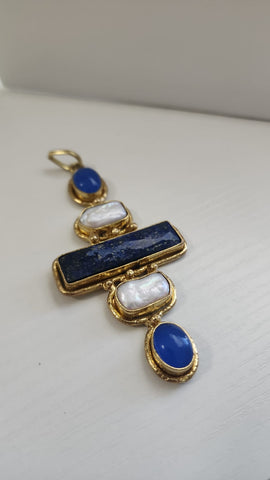 Gema Curazos Azules  Con Perlas