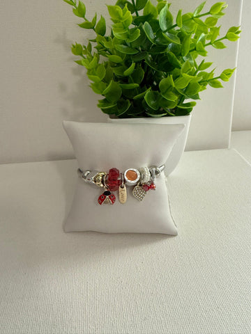 Pulsera de charm  Plata con rojo lady bug