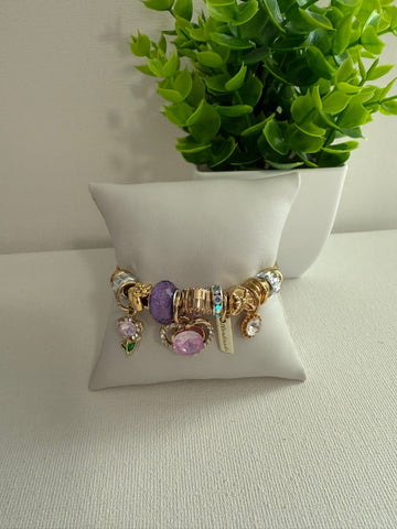 Pulsera de charm  Oro tornasol rosado